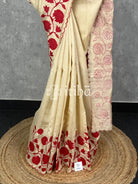SEMI TUSSAR APPLIQUE SAREE