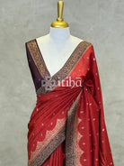 SEMI TUSSAR BANARASI SAREE - BRICK RED