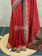 SEMI TUSSAR BANARASI SAREE - BRICK RED
