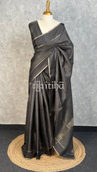 SEMI TUSSAR BANARASI SAREE - Black