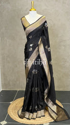 SEMI TUSSAR BANARASI SAREE - Black