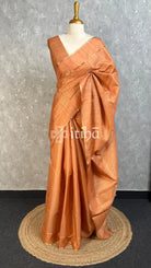 SEMI TUSSAR BANARASI SAREE - BURNT TERRACOTTA