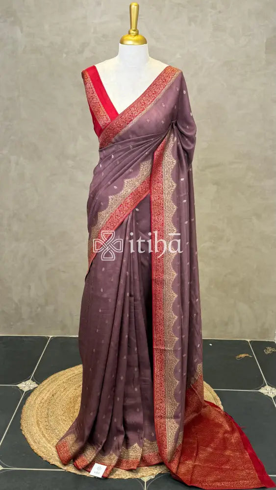 SEMI TUSSAR BANARASI SAREE - DEEP MAUVE
