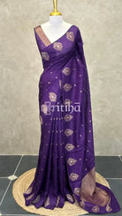 SEMI TUSSAR BANARASI SAREE - DEEP PURPLE