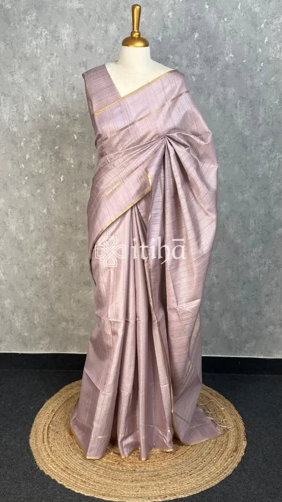 SEMI TUSSAR BANARASI SAREE - dusty mauve