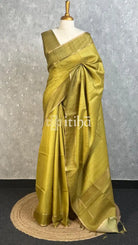 SEMI TUSSAR BANARASI SAREE - DUSTY OLIVE GREEN