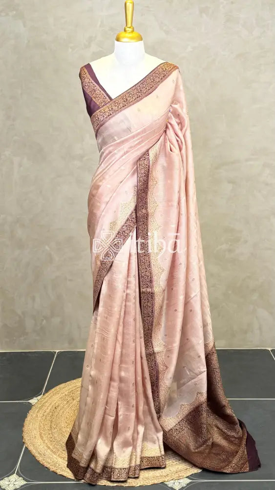 SEMI TUSSAR BANARASI SAREE - DUSTY ROSE PINK