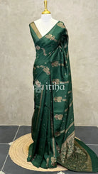 SEMI TUSSAR BANARASI SAREE - Green
