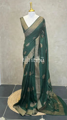 SEMI TUSSAR BANARASI SAREE - Green