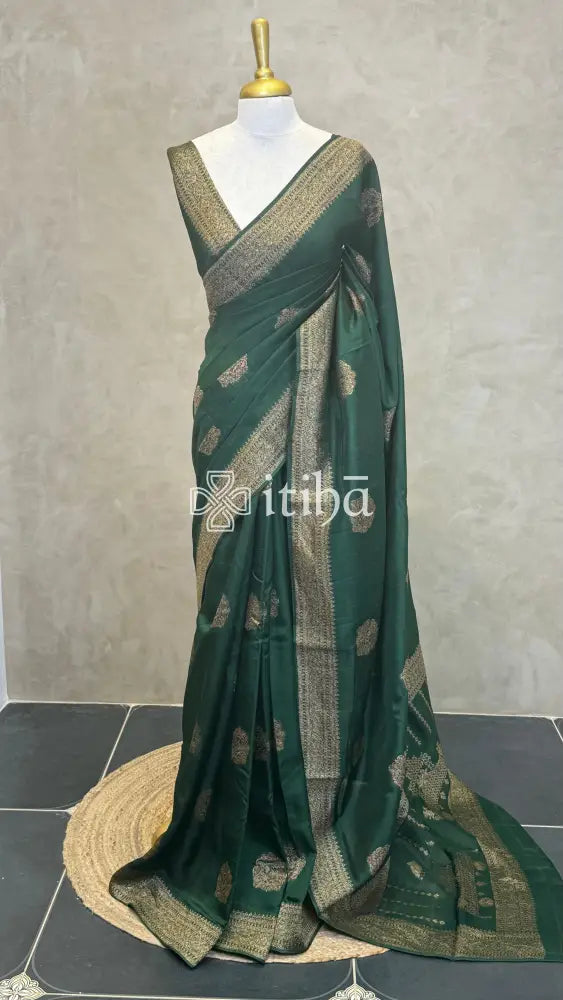 SEMI TUSSAR BANARASI SAREE - Green