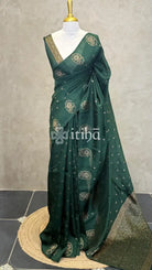 SEMI TUSSAR BANARASI SAREE - Green
