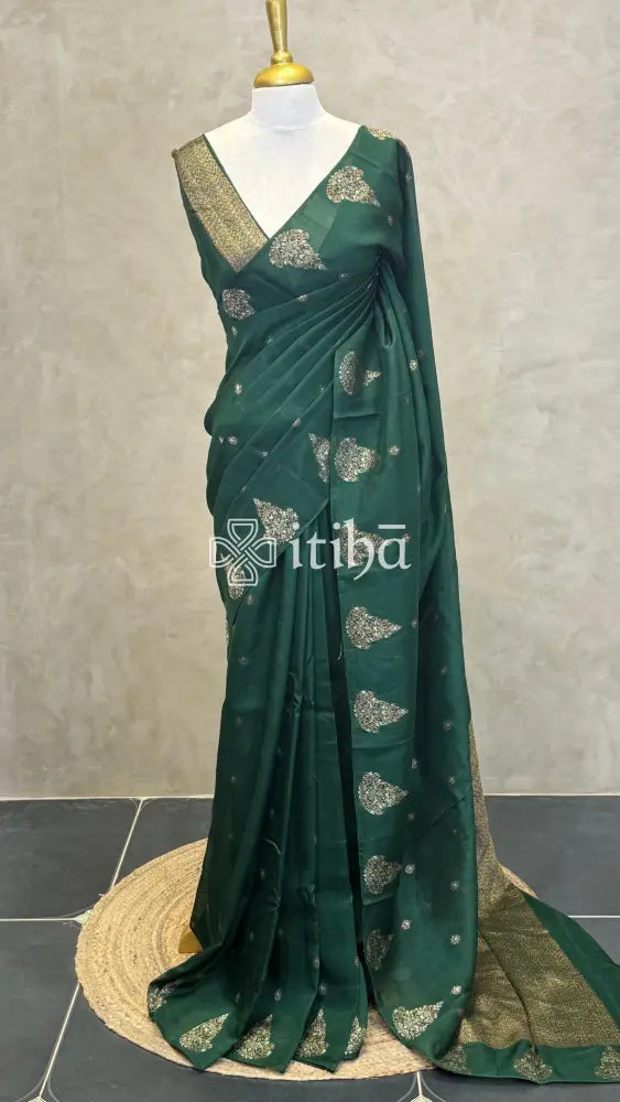 SEMI TUSSAR BANARASI SAREE - Green
