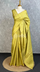 SEMI TUSSAR BANARASI SAREE - LIME GREEN