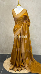 SEMI TUSSAR BANARASI SAREE - MUSTARD GOLD