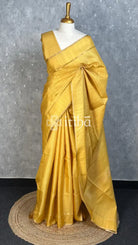 SEMI TUSSAR BANARASI SAREE - mustard yellow