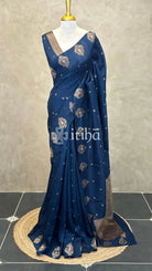 SEMI TUSSAR BANARASI SAREE - PEACOCK BLUE