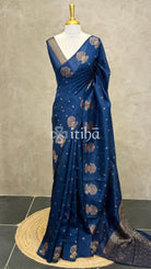 SEMI TUSSAR BANARASI SAREE - PEACOCK BLUE