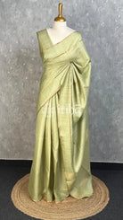SEMI TUSSAR BANARASI SAREE - PISTA GREEN