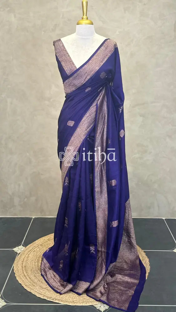 SEMI TUSSAR BANARASI SAREE - Purple