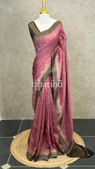 SEMI TUSSAR BANARASI SAREE - ROSE PINK