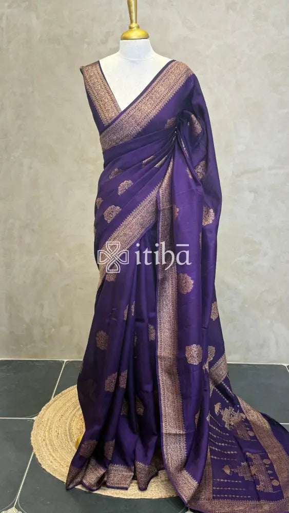 SEMI TUSSAR BANARASI SAREE - VIOLET