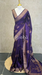 SEMI TUSSAR BANARASI SAREE - VIOLET