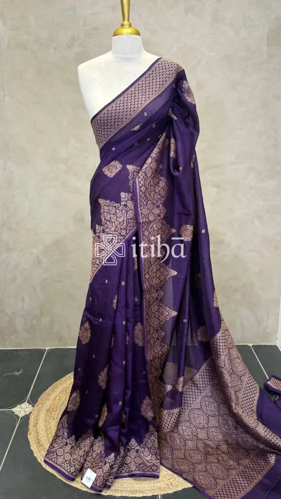 SEMI TUSSAR BANARASI SAREE - VIOLET