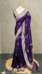SEMI TUSSAR BANARASI SAREE - VIOLET