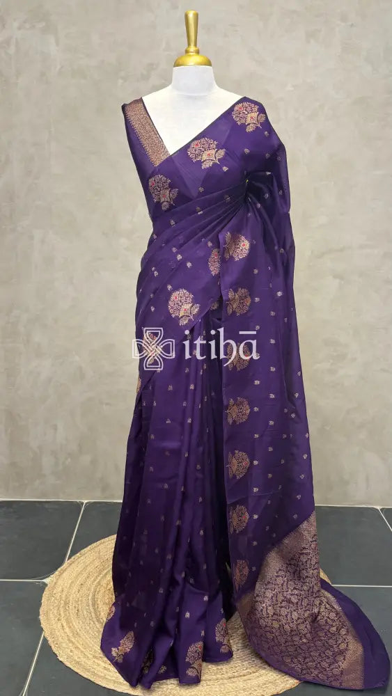 SEMI TUSSAR BANARASI SAREE - VIOLET