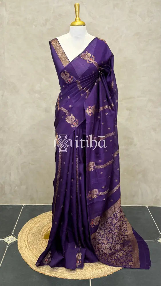 SEMI TUSSAR BANARASI SAREE - VIOLET