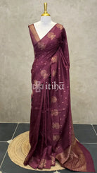SEMI TUSSAR BANARASI SAREE - WINE PURPLE