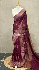 SEMI TUSSAR BANARASI SAREE - WINE PURPLE