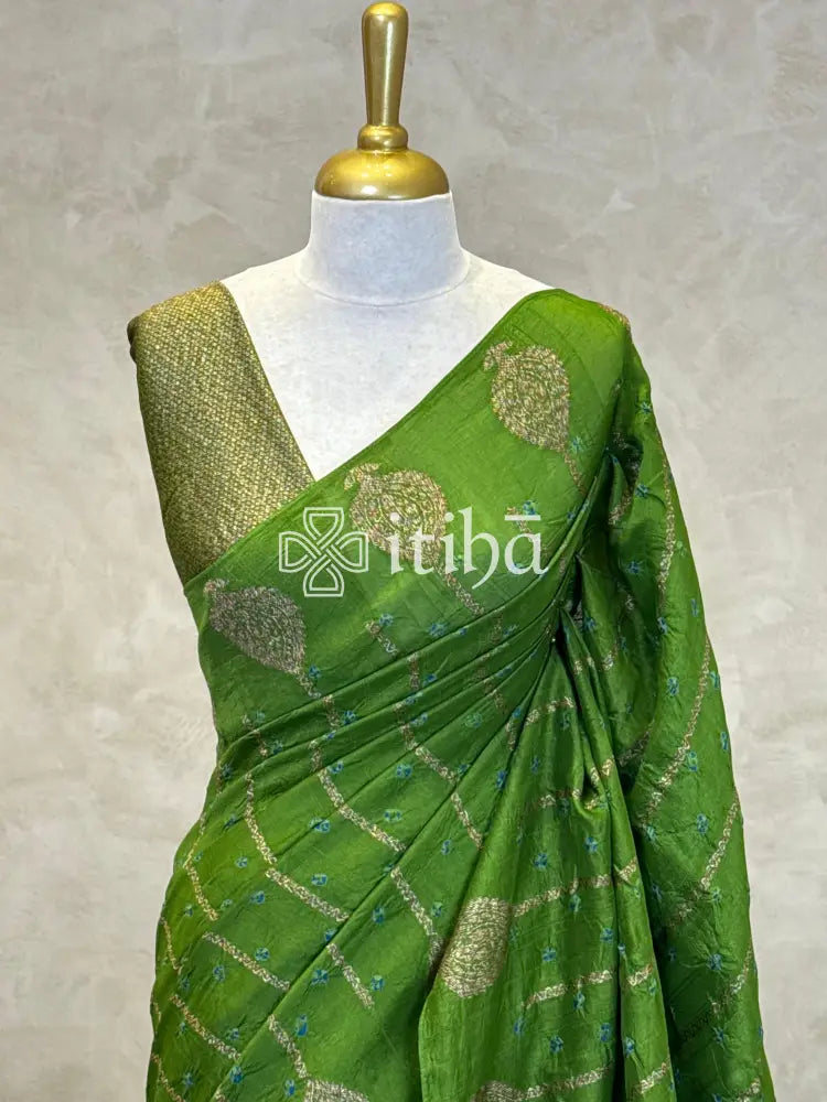 SEMI TUSSAR BHANDHINI BANARASI SAREE