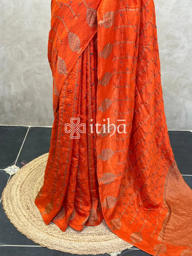 SEMI TUSSAR BHANDHINI BANARASI SAREE