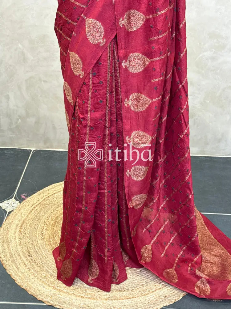 SEMI TUSSAR BHANDHINI BANARASI SAREE