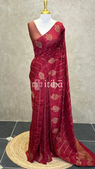 SEMI TUSSAR BHANDHINI BANARASI SAREE - MAROON