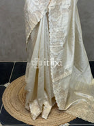 SEMI TUSSAR CUT WORK EMBROIDERY SAREE