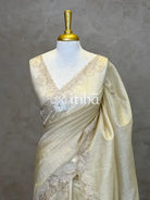 SEMI TUSSAR CUT WORK EMBROIDERY SAREE