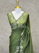 SEMI TUSSAR CUT WORK EMBROIDERY SAREE