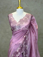 SEMI TUSSAR CUT WORK EMBROIDERY SAREE