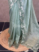 SEMI TUSSAR CUT WORK EMBROIDERY SAREE