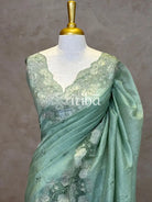 SEMI TUSSAR CUT WORK EMBROIDERY SAREE
