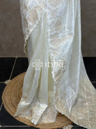 SEMI TUSSAR CUT WORK EMBROIDERY SAREE