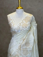 SEMI TUSSAR CUT WORK EMBROIDERY SAREE