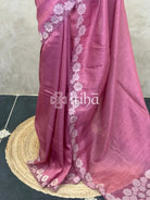 SEMI TUSSAR CUT WORK EMBROIDERY SAREE
