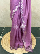 SEMI TUSSAR CUT WORK EMBROIDERY SAREE