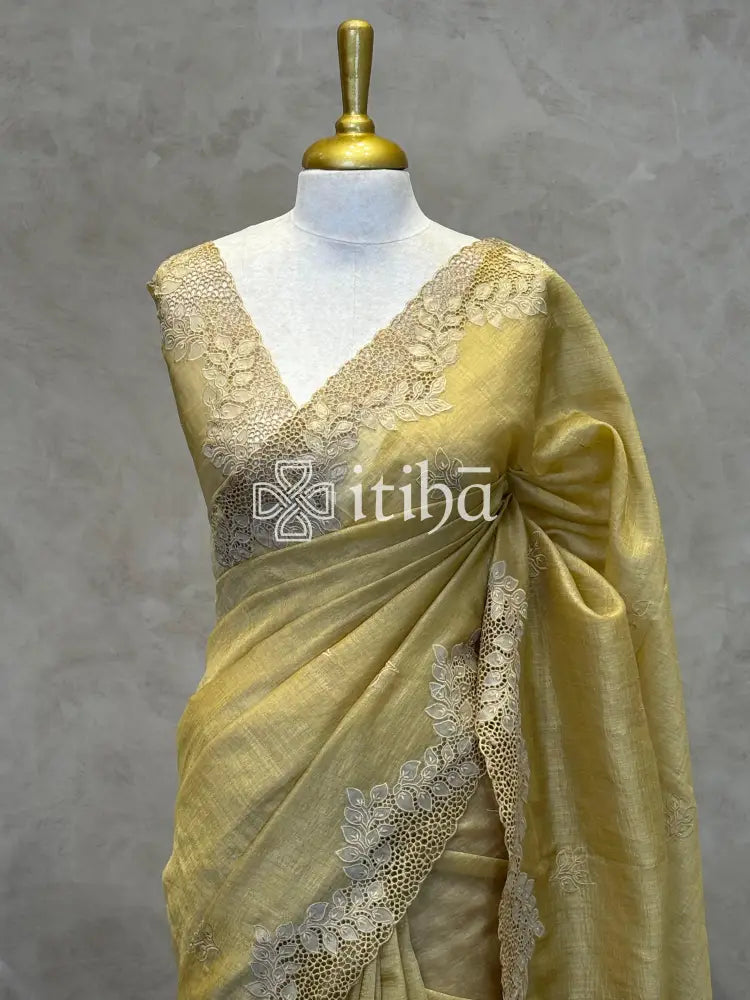SEMI TUSSAR CUTWORK SAREE