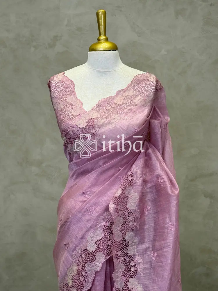 SEMI TUSSAR CUTWORK SAREE