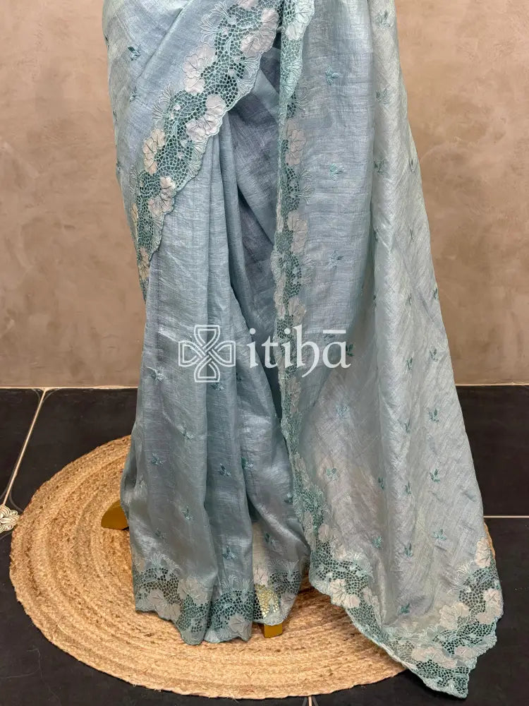 SEMI TUSSAR CUTWORK SAREE