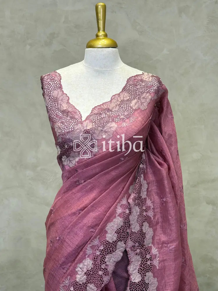 SEMI TUSSAR CUTWORK SAREE